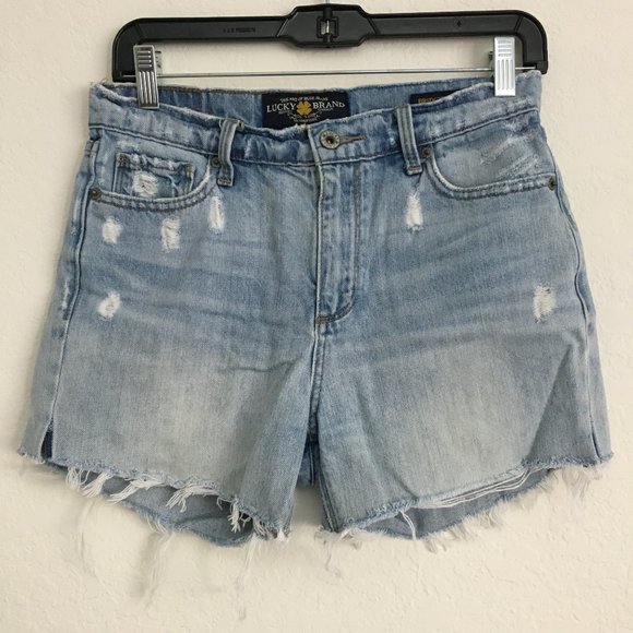 Lucky Brand Pants - Lucky Brand Distressed Denim Shorts Womens 4/27 Bridgette Capri Cut Off Raw Hem